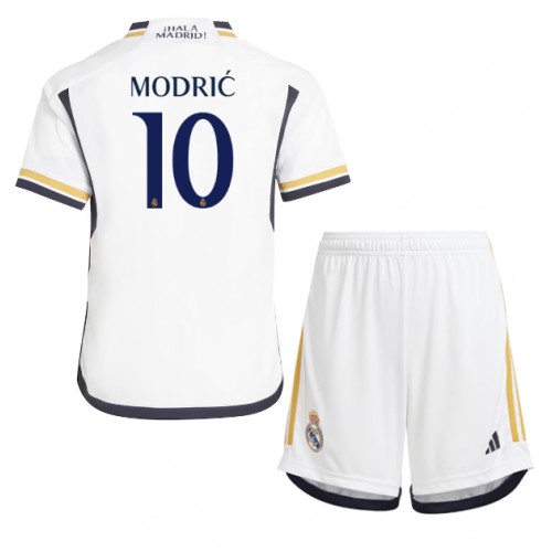 Otroški Nogometni dresi Real Madrid Luka Modric #10 Domači 2023-24 Kratek Rokav (+ Kratke hlače)